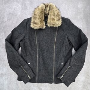 Maurices Dark Gray Faux Fur Collared Jacket